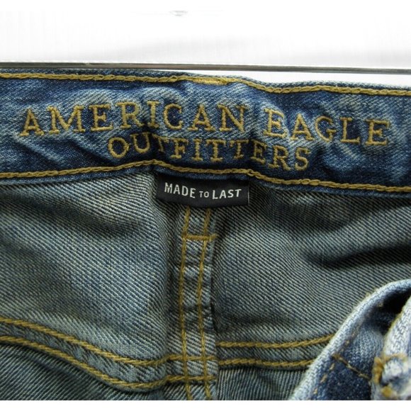 American Eagle Jeans 31X30 Straight Slim Ripped Raw Hem Ripped Grunge - Picture 7 of 9